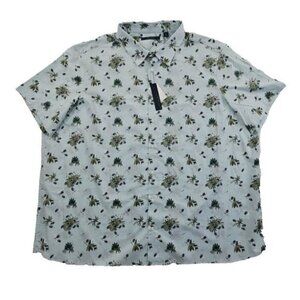 Perry Ellis Short Sleeve Shirt Men's 4X Green Floral Oeko-Tex Button Up NWT NEW